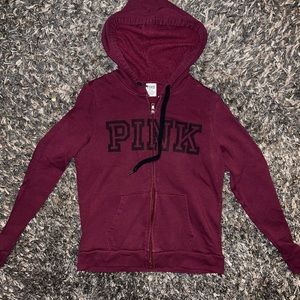 EVERYDAY FLEECE RELAXED FULL-ZIP HOODIE Maroon Size Medium